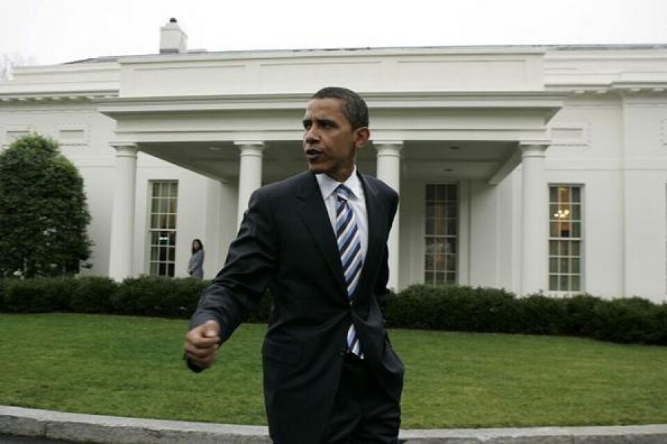 Barack Obama svarar på frågor vid Vita huset, januari 2007.