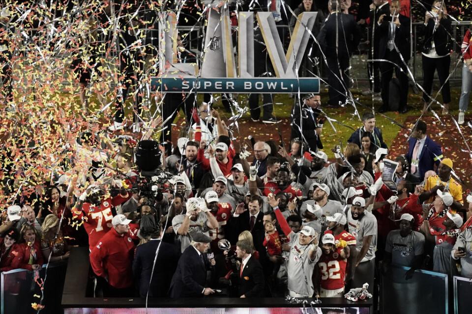 Kansas City Chiefs jublar efter segern i Super Bowl.