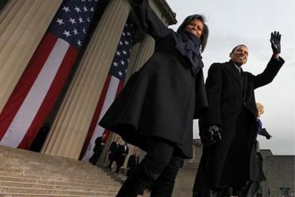 Barack Obama i Baltimore med frun Michelle.