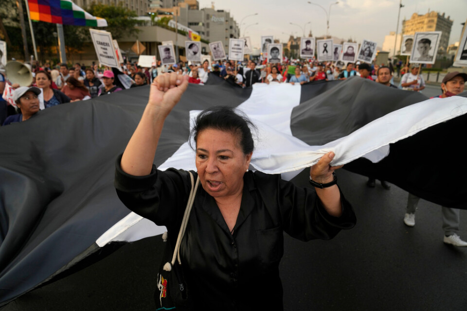 Demonstration i huvudstaden Lima i torsdags mot landets president Dina Boluarte.