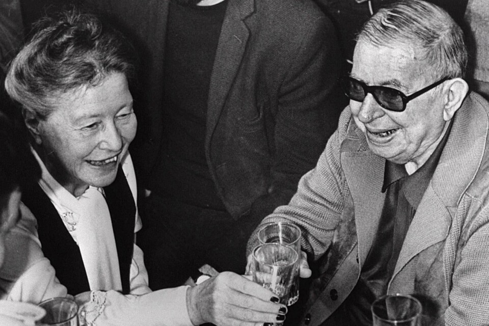 Paris, 1974. Simone de Beauvoir och Jean-Paul Sartre.