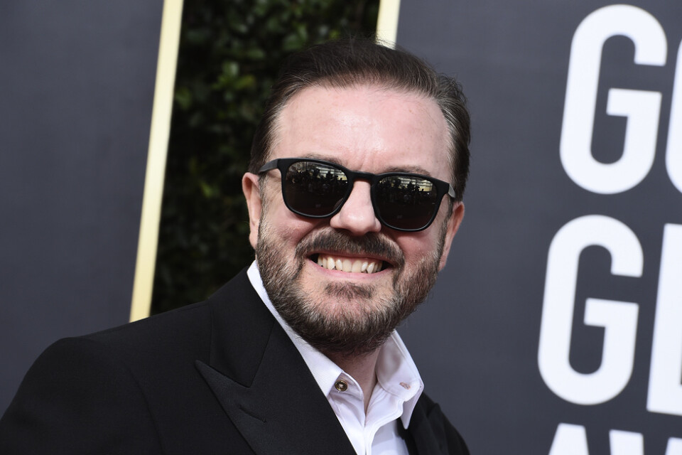 Ricky Gervais på Golden Globe-galan 2020. Arkivbild.