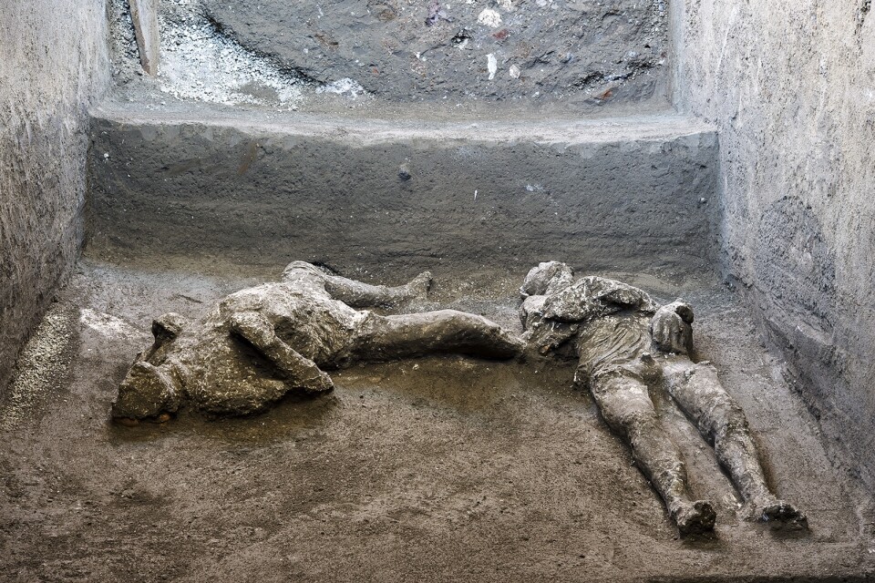 Arkeologer har hittat kvarlevorna av två män som dödades i Pompeji när vulkanen Vesuvius hade sitt utbrott för 1 941 år sedan.