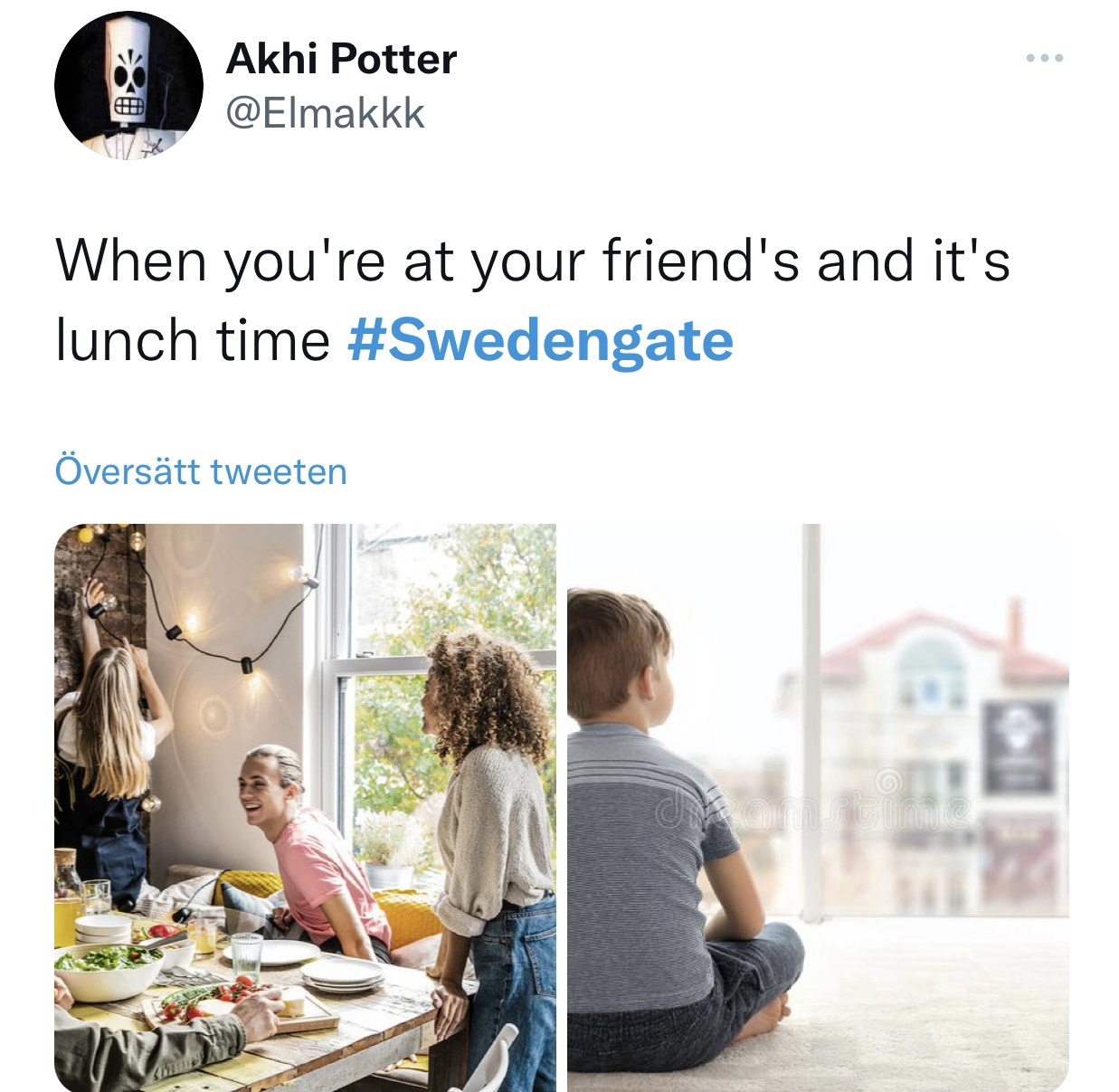 Svensken framstår som ganska tragisk. (skärmdump från Twitter)