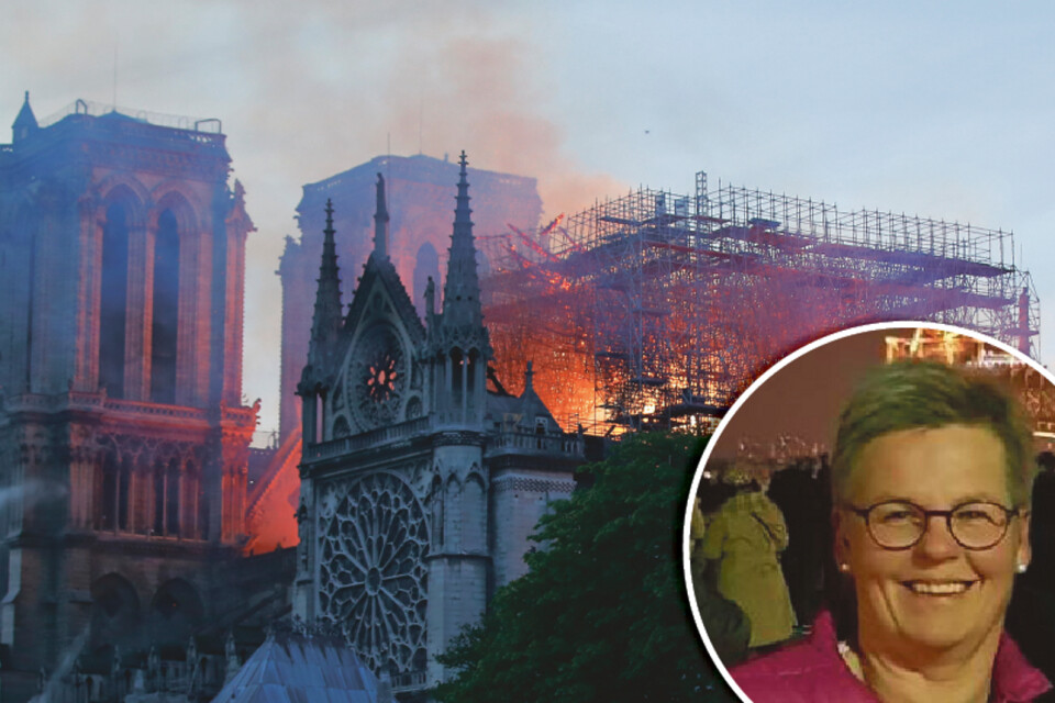 Ewa Persson från Sankt Olof är på plats i Paris och ser katedralen Notre-Dame brinna.