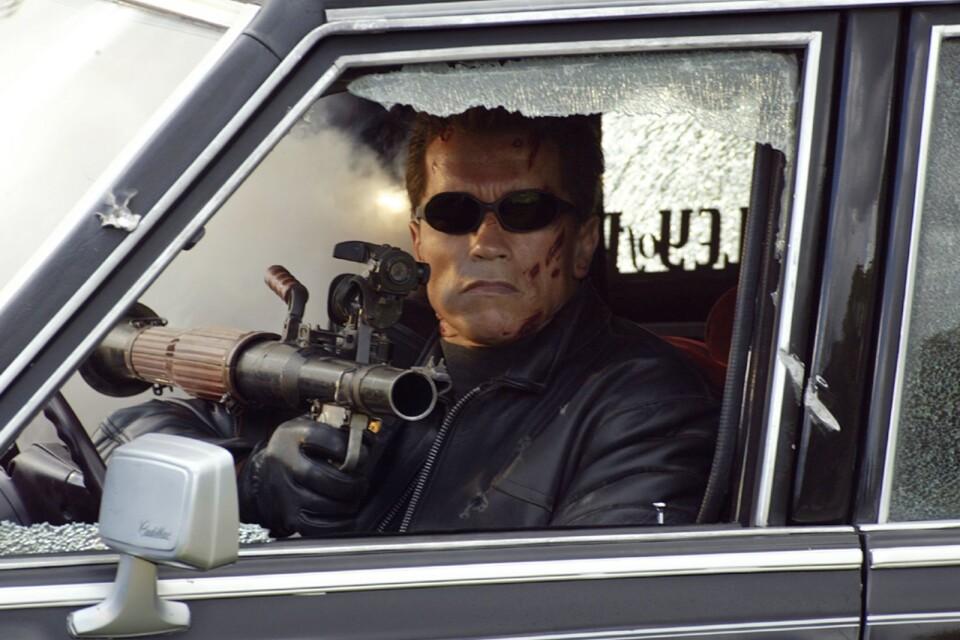 Arnold Schwarzenegger som robot med mänsklig hud i Terminator 3. Men autonoma vapen likt dessa kommer inte att få användas i framtidens krig, enligt Daniel Nord från utrikesdepartementet, som representerar Sverige på FN-mötet som ska diskutera frågan.