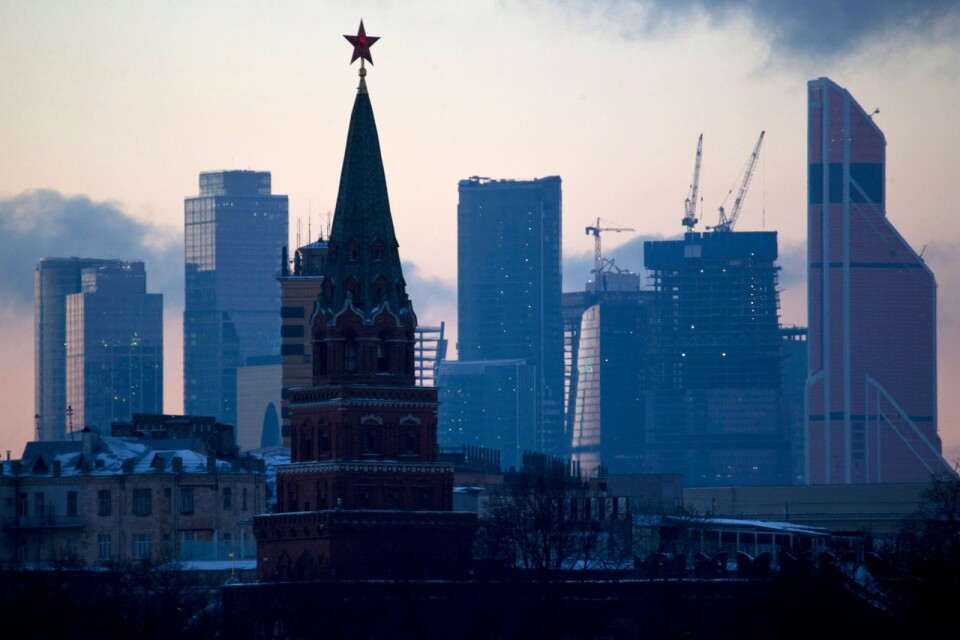 Ryska höghus. Arkivbild från Moskva.