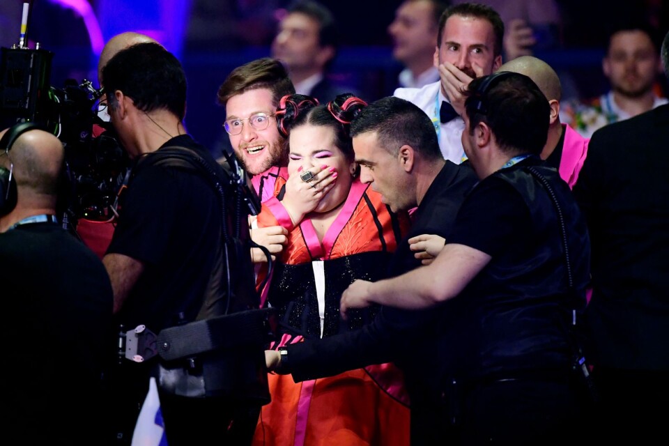 Netta från Israel vinner omröstningen i lördagens final i Eurovision Song Contest på Altice Arena i Lissabon.