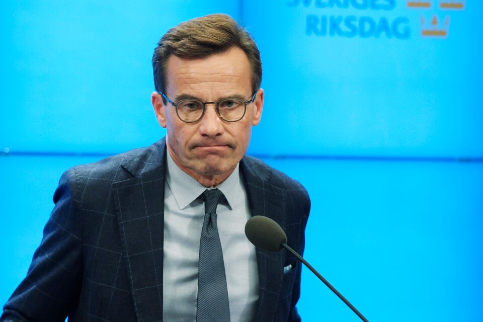 STOCKHOLM 20181009Moderaternas partiledare Ulf Kristersson(M) håller pressträff efter sitt möte med riksdagens talman Andreas Norlén under tisdagen. Foto Anders Wiklund / TT kod 1004010040