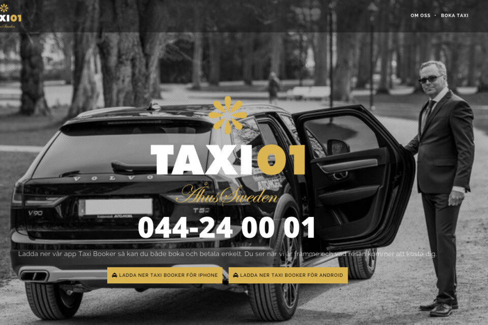 Så här presenterar Jesper Persson sig och sitt företag på Taxi01:s hemsida.