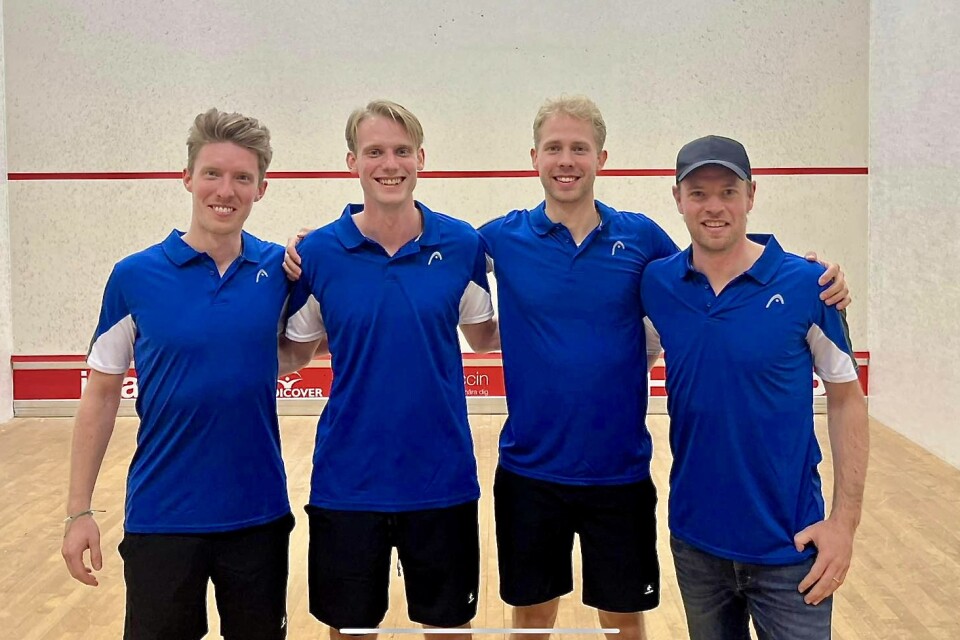 Laget som vann SM-guld. Från vänster, Joel Viksten, Nick Errington, Filip Hultman, Rasmus Hultman.
