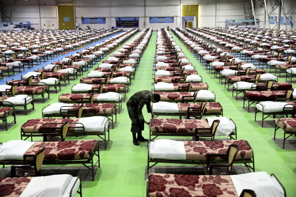 Irans armé har iordningsställt extra sjukhusbäddar för att möta behov i coronapandemin. Arkivbild.