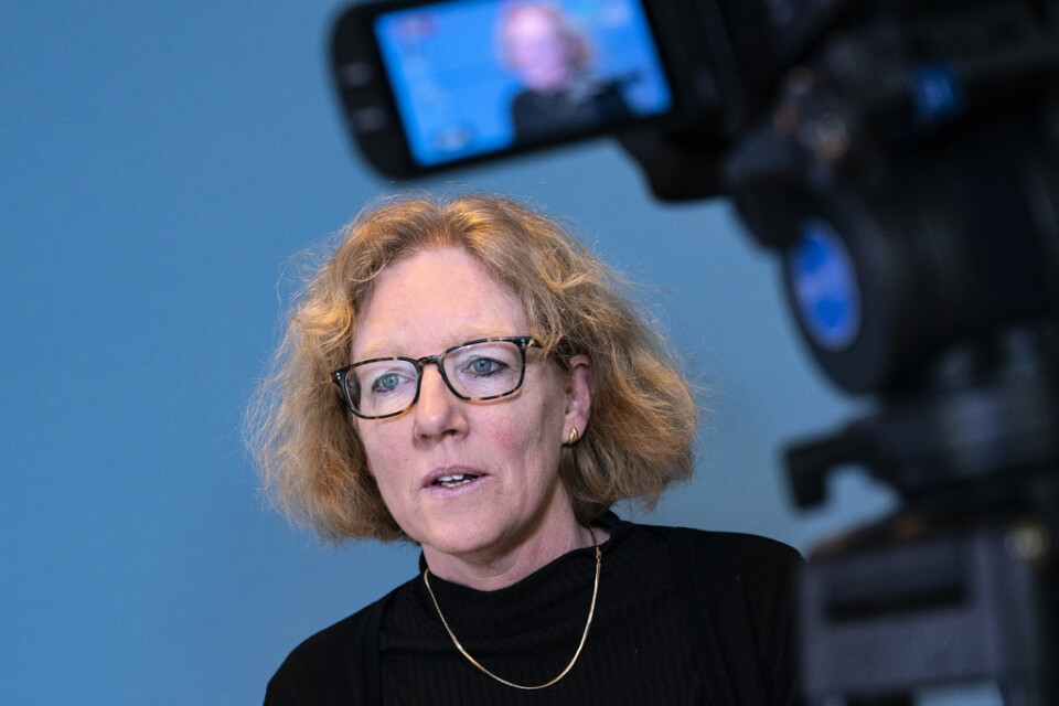 Eva Melander, smittskyddsläkare, vid Region Skånes pressträff.
