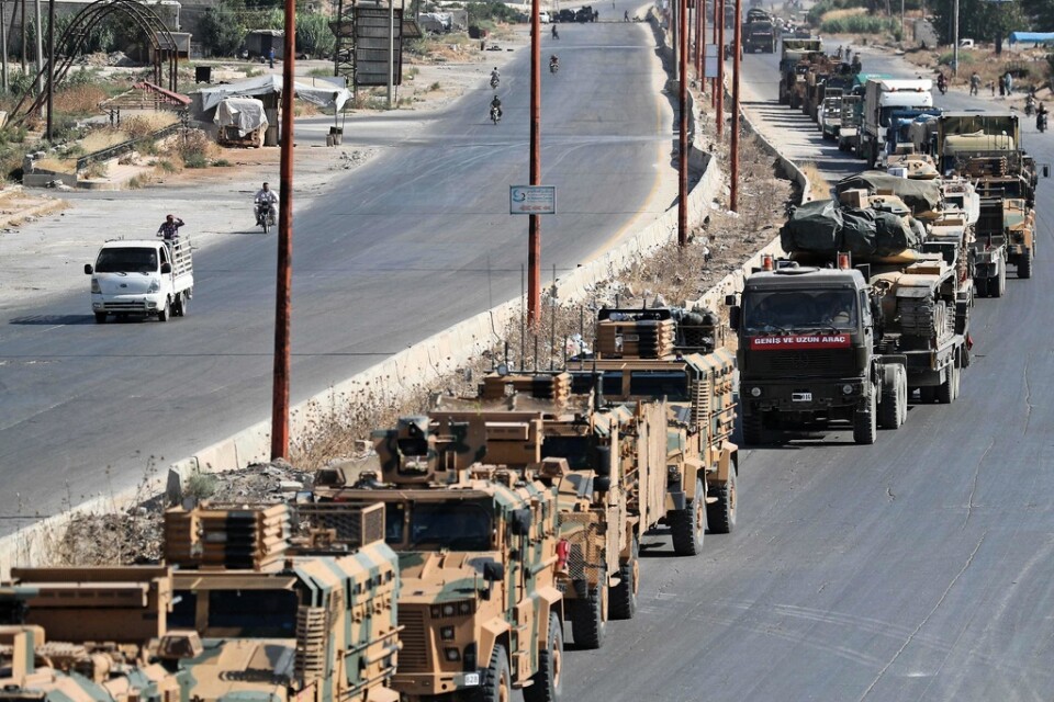 Den turkiska militärkonvojen i Idlibprovinsen.