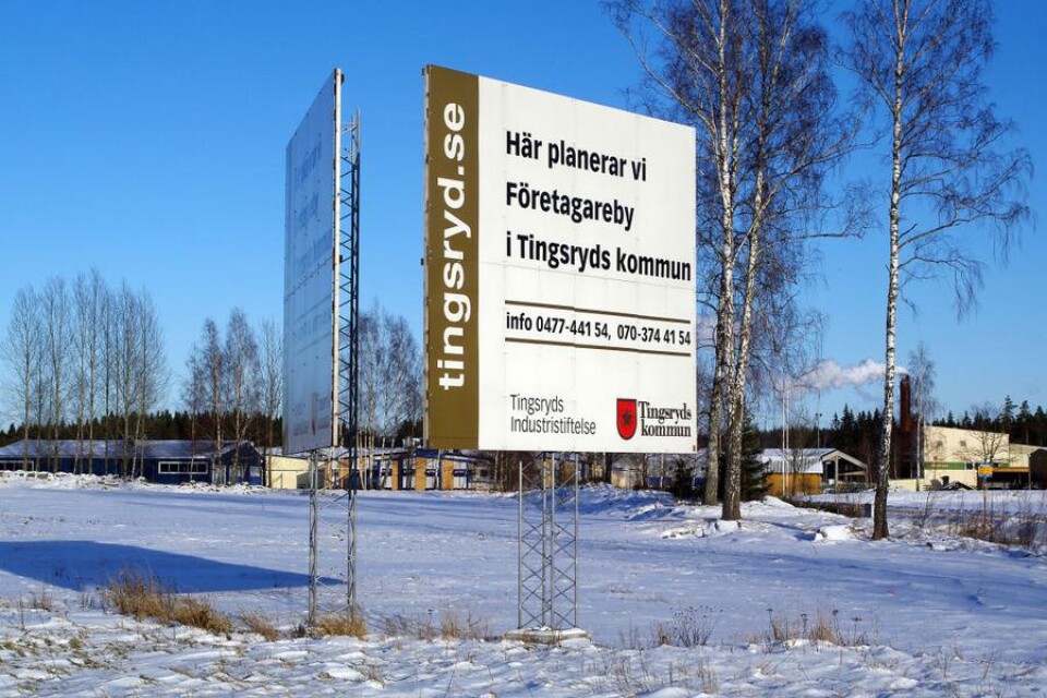 För 14 miljoner kronor blev området för Tingsryds företagsby klart precis när krisen slog till år 2008. Ännu står det tomt men det sägs att intressenter finns. Foto: Bernd Blankenburg
