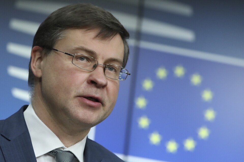 EU:s handelskommissionär Valdis Dombrovskis. Arkivfoto.