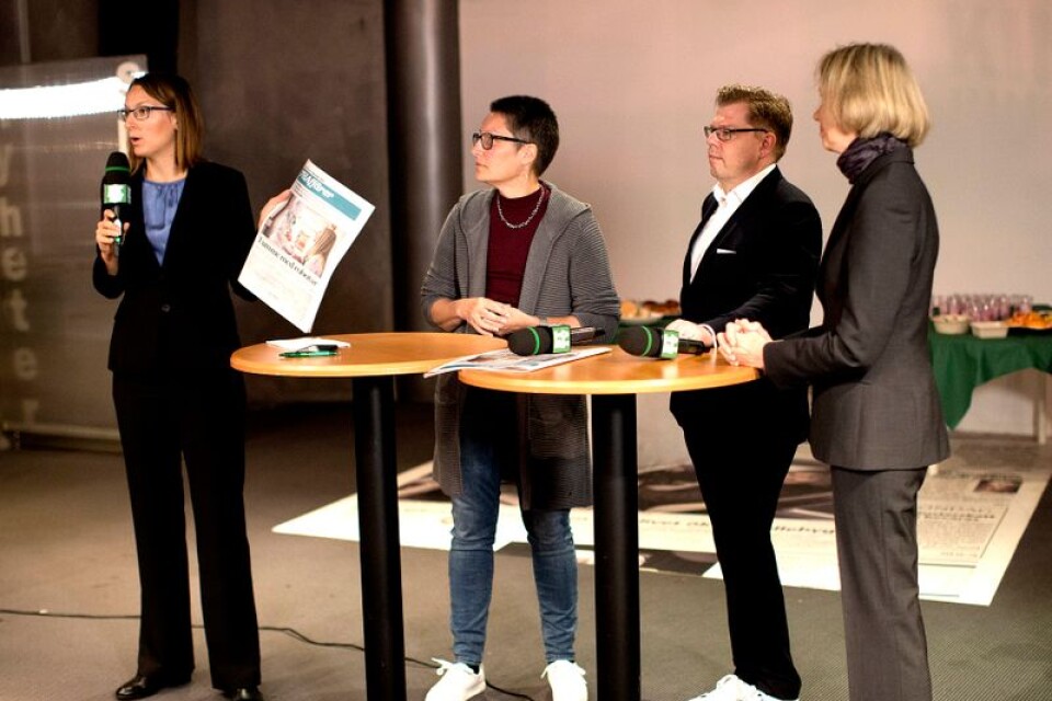 Kajsa Kettil, moderator, Lotta Strandberg, Arbetsförmedlingen, Oscar Mannbro, Viskan system och Maria Lind, högskolan, hade en i grunden hoppfull syn på framtidens arbetsmarknad.