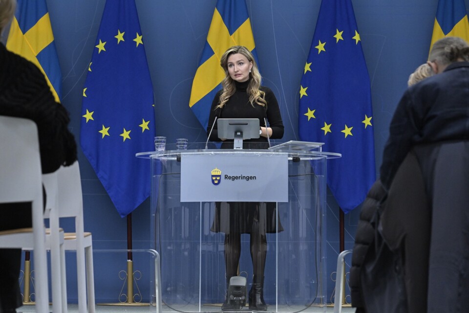 Energi- och näringsminister Ebba Busch (KD) under en pressträff tidigare i veckan.