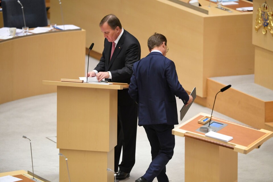 Statsminister Stefan Löfven (S) och Ulf Kristersson (M).