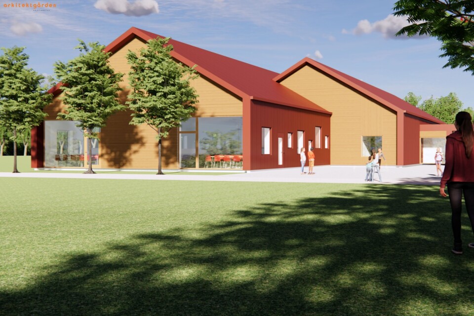 Illustration av den nya skolmatsalen.