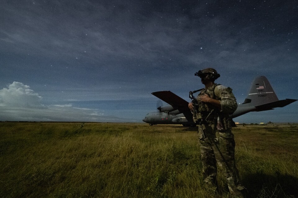 En amerikansk prickskytt på uppdrag i Somalia. Bilden tagen i juni i år.