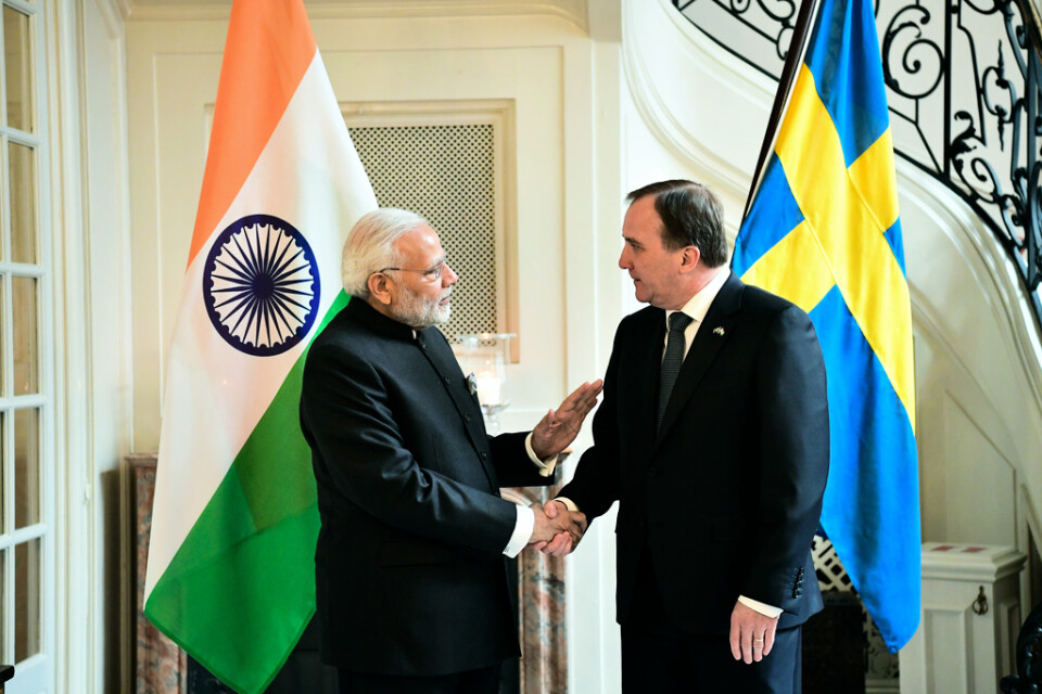 Statsminister Stefan Löfven och Indiens premiärminister Narenfra Modi, som möttes i Stockholm 2018 (bilden), har träffats igen men nu digitalt.