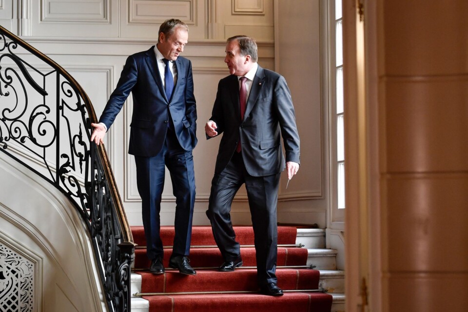 Europeiska rådets ordförande Donald Tusk och statsminister Stefan Löfven.