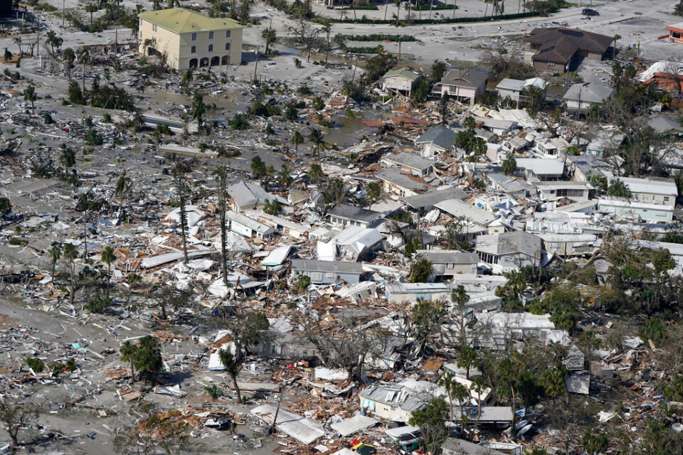 Förstörda hus i Fort Myers Beach.