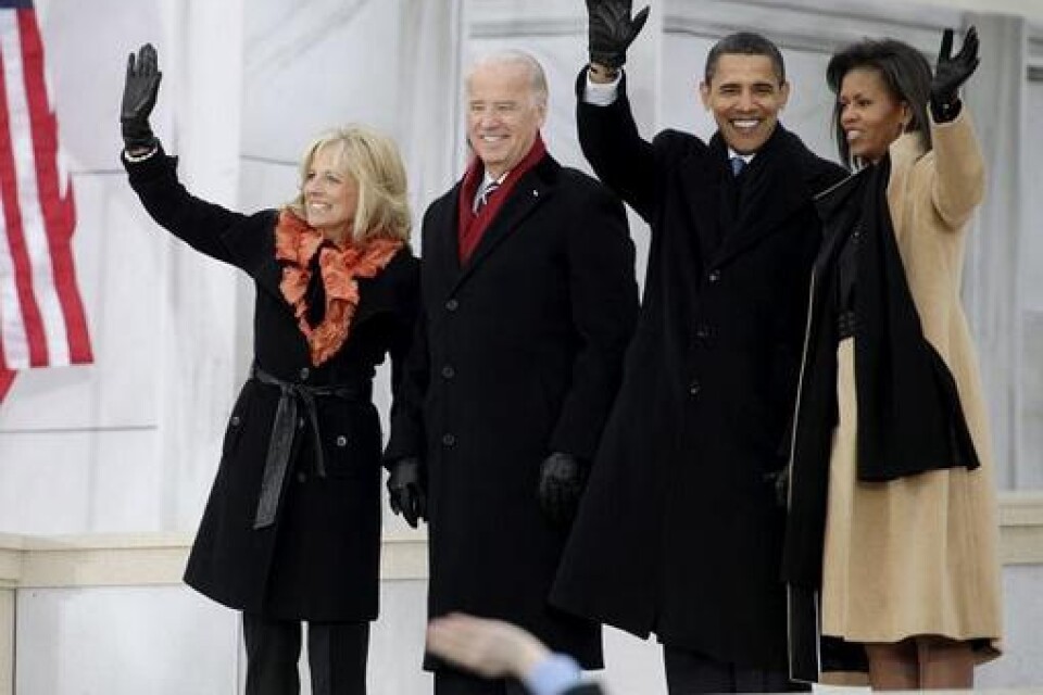 Barack och Michelle Obama med vice president Joe Biden och hans fru Jill, januari 2009.