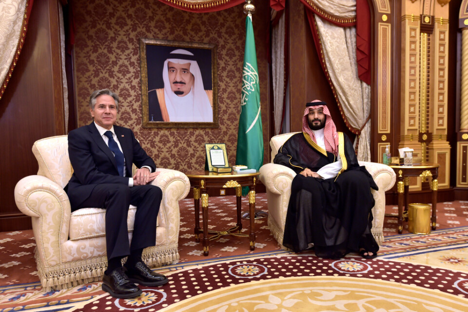 USA:s utrikesminister Antony Blinken och Saudiarabiens kronprins Mohammed bin Salman.