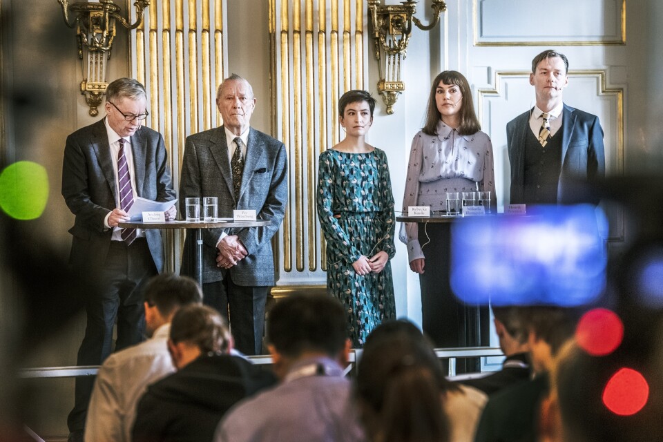 2018 och 2019 års Nobelpristagare bereddes av en Nobelkommitté där Rebecka Kärde, Mikaela Blomqvist och Henrik Petersen var tre av då fem externa medlemmar. I den nya kommittén sitter endast ledamöter från Svenska Akademien. Arkivbild.