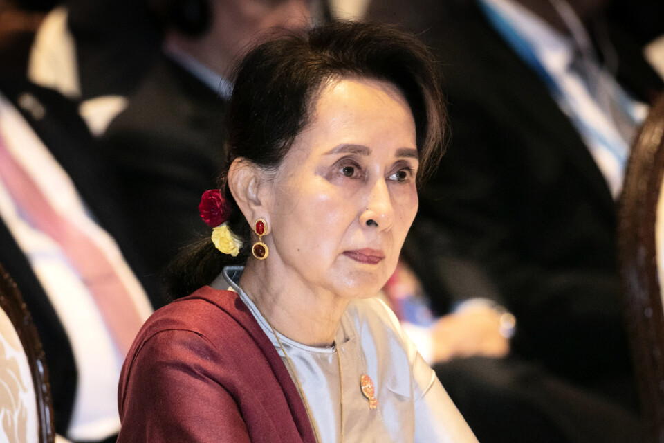 Myanmars statskansler, fredspristagaren Aung San Suu Kyi.