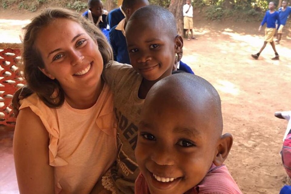 Emma Gustavsson under volontärresan i Tanzania.