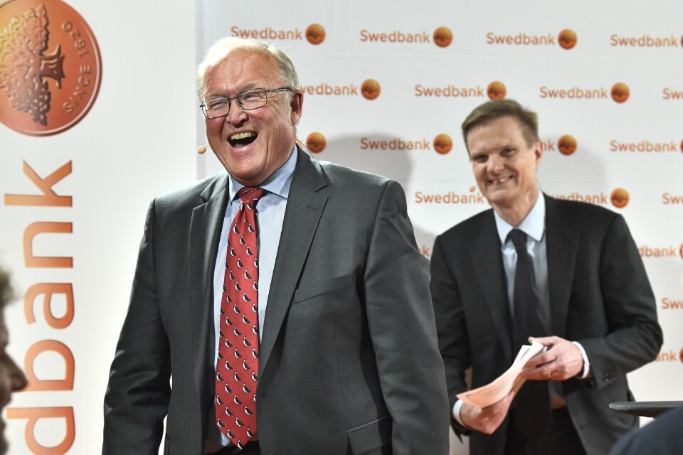 Det var en nöjd och pratglad Göran Persson som mötte både aktiesparare och medier på stämman.