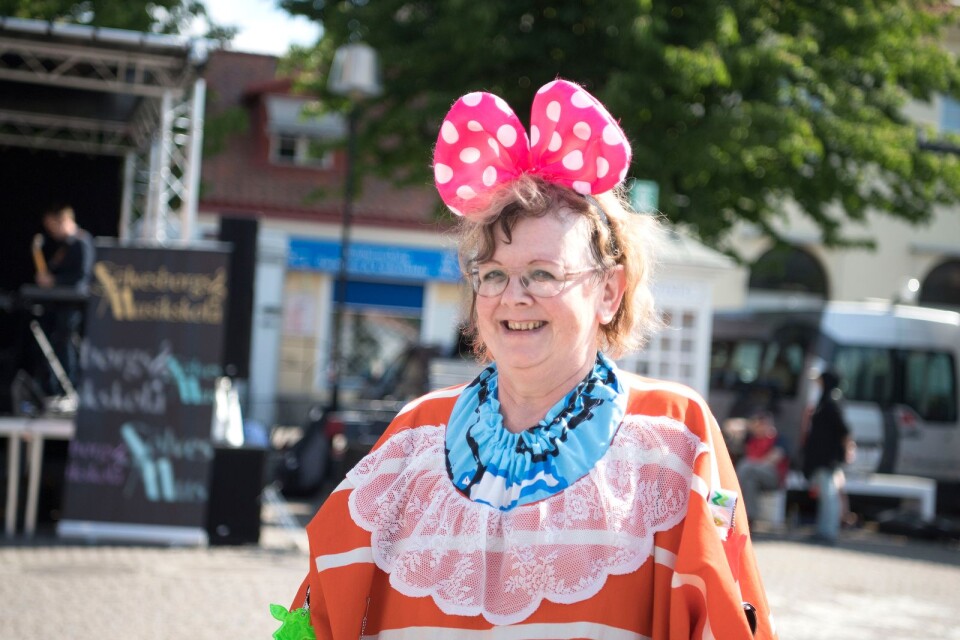 Agneta Elmdahl var för dagen utklädd till clown.