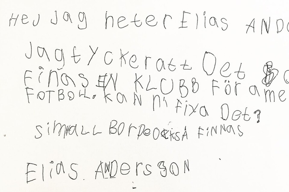 Brevet till kommunen, undertecknat Elias Andersson.