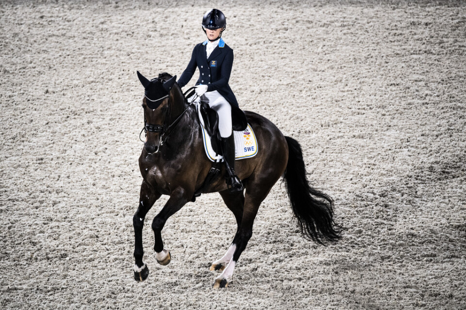 Juliette Ramel och hästen Buriel kom tvåa i dagens Grand prix i Hagen, Tyskland. Arkivbild.