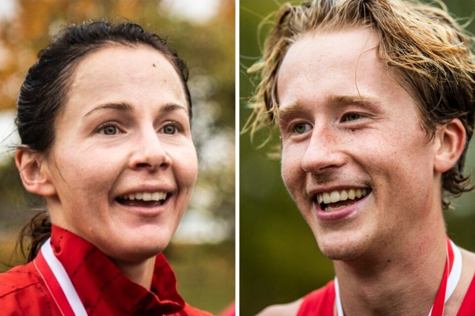 Montage. Alexandra Stoltz och Olle Meijer vann Växjö Marathon 2022.