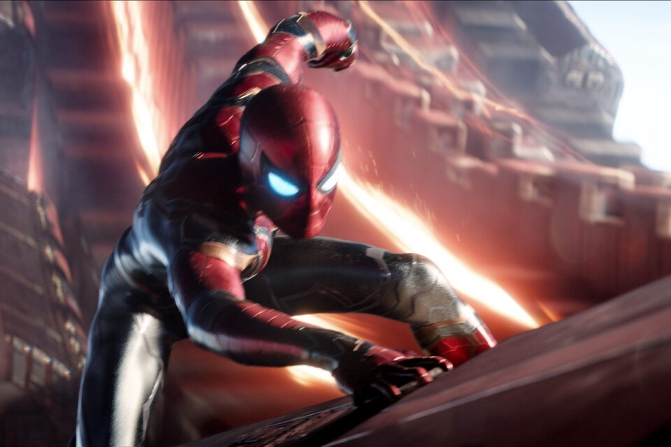 En scen ur Avengers: Infinity War, Tom Holland som Spider-Man. Foto: Marvel Studios/AP