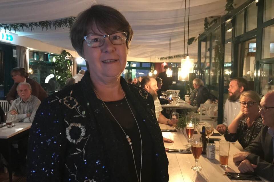 Kerstin Hermansson, gruppledare för Centerpartiet i Borås. Partiet höll valvaka på restaurang Köket i Borås.