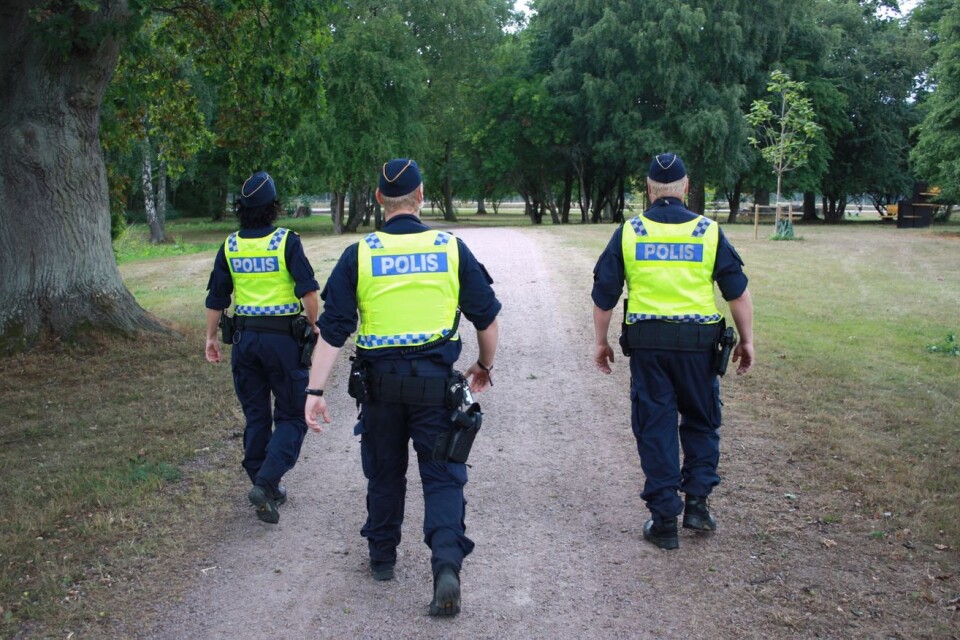 Polisen patrullerade kring Slottsområdet i Sölvesborg.