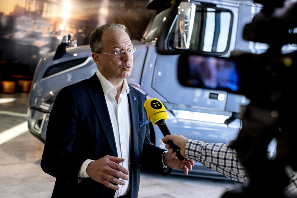 Volvo AB:s vd Martin Lundstedt intervjuas på huvudkontoret Lundby i Göteborg i april i samband med delårsrapporten.