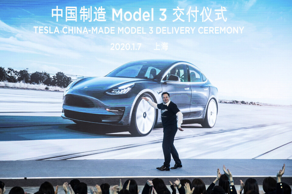 Problem för Tesla i Kina slår hårt mot aktiekursen. Arkivbild.