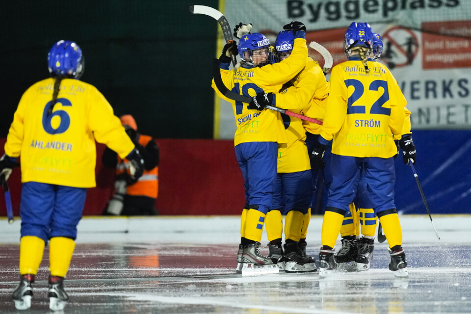 Sverige kunde måljubla 19 gånger i Oslo under torsdagen. Här efter ett mål i 11–1-segern mot hemmanationen Norge.