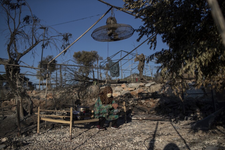 I stort sett hela flyktinglägret Moria på Lesbos förstördes i flera bränder. Arkivbild.