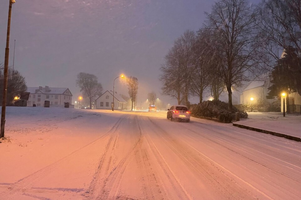 Heavy snow in Knislinge on Tuesday morning.