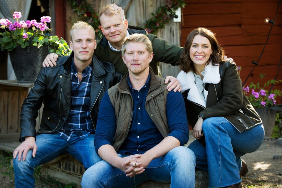 Tv-bönderna Simon Ohlsson, Per Solberg, Erik Nilsson och Susanna Karlsson.