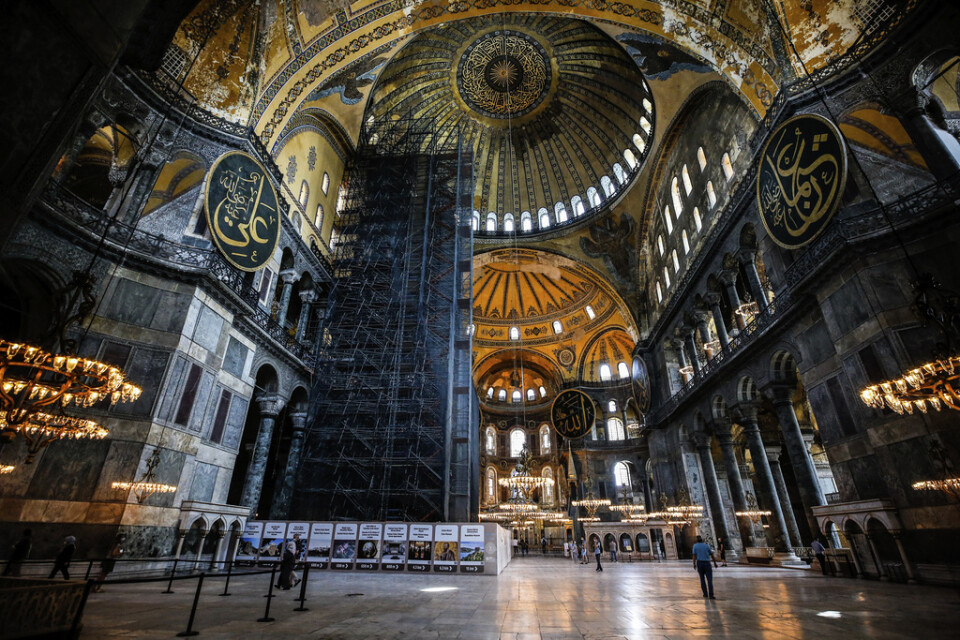 Interiören i Hagia Sofia i Istanbul. Arkivbild