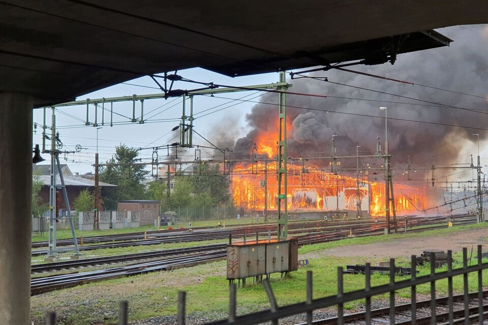 Brand vid järnvägen i Hässleholm.