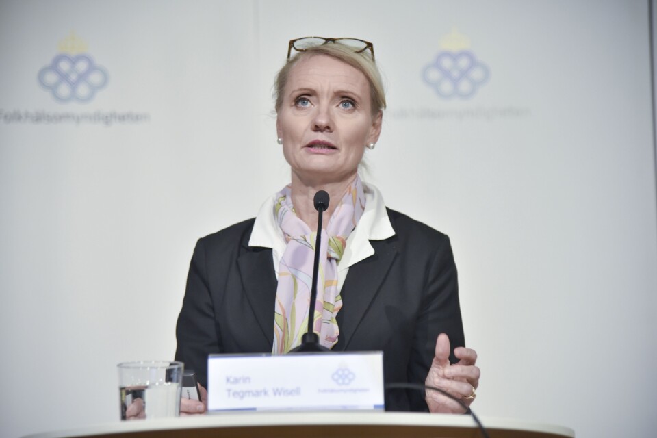 Karin Tegmark Wisell, avdelningschef och biträdande statsepidemiolog vid Folkhälsomyndighetens pressträff på torsdagen.
